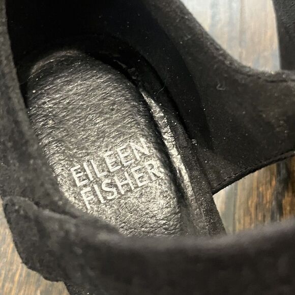 Eileen Fisher Black Malta Suede Pumps Sz 6 Mary Jane Heels Whimsigoth Wedding - Picture 3 of 9